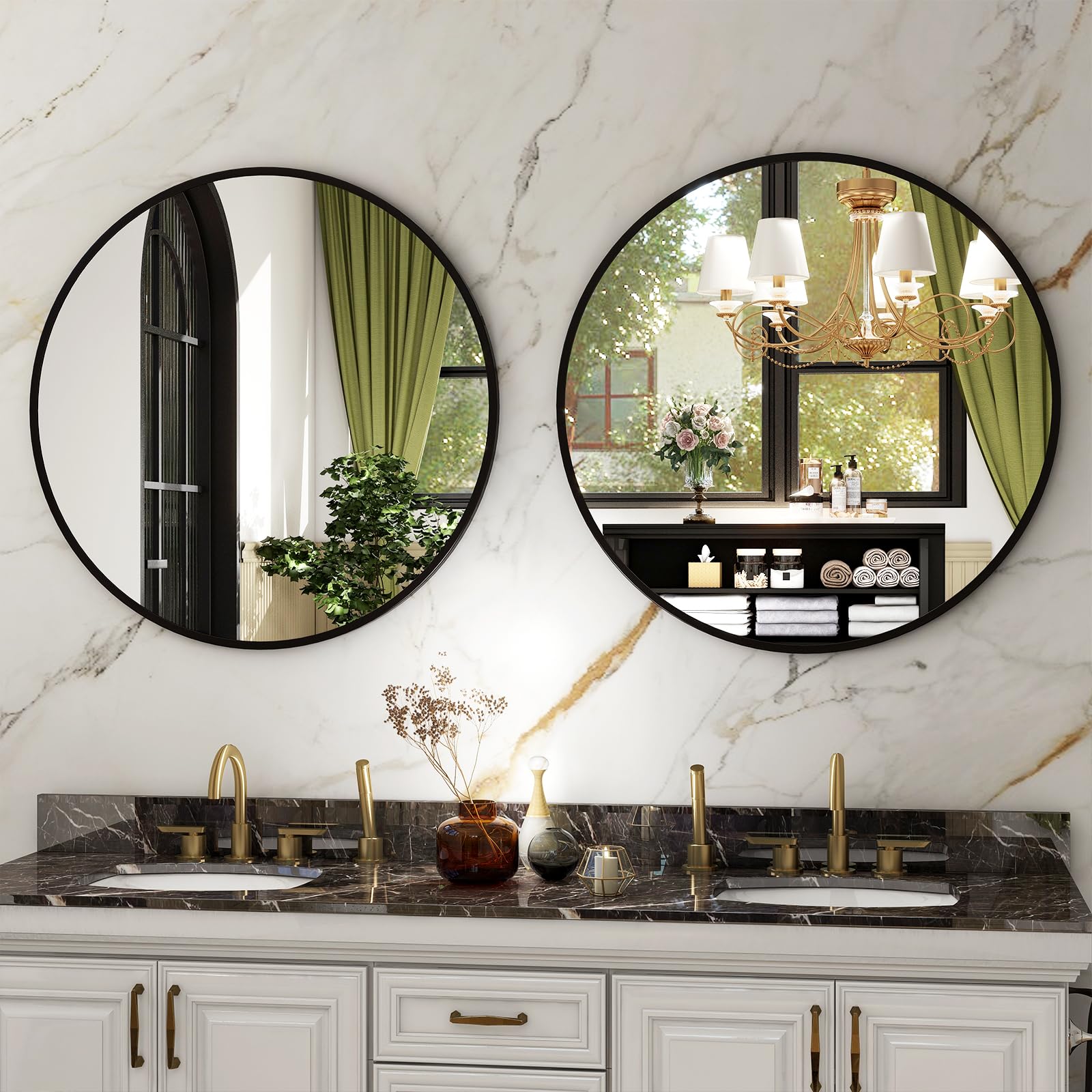 HARRITPURE spa-like ambiance with 24-inch round mirror