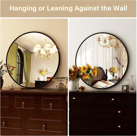 HARRITPURE round mirror 30 black installation kit included for quick one-hole mounting.