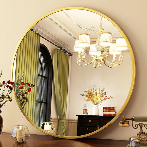 HARRITPURE 30cm gold mirror installed in a bathroom