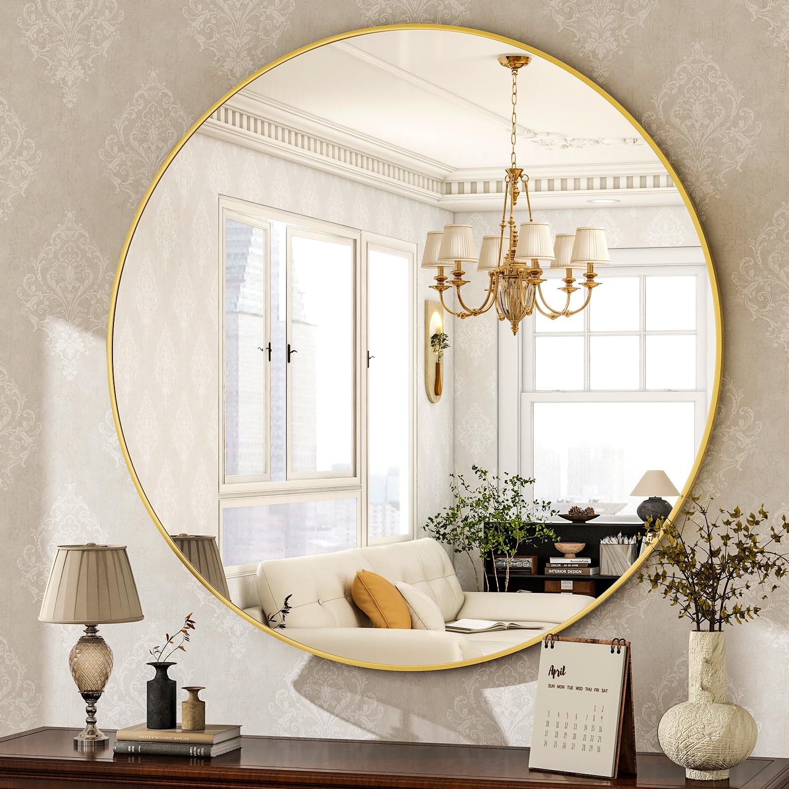 HARRITPURE round mirror 30cm gold wall-mounted for modern spaces