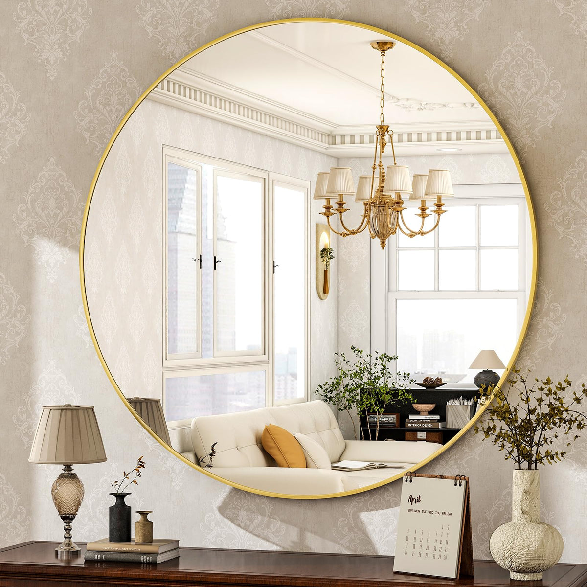 HARRITPURE round mirror 30cm gold wall-mounted for modern spaces