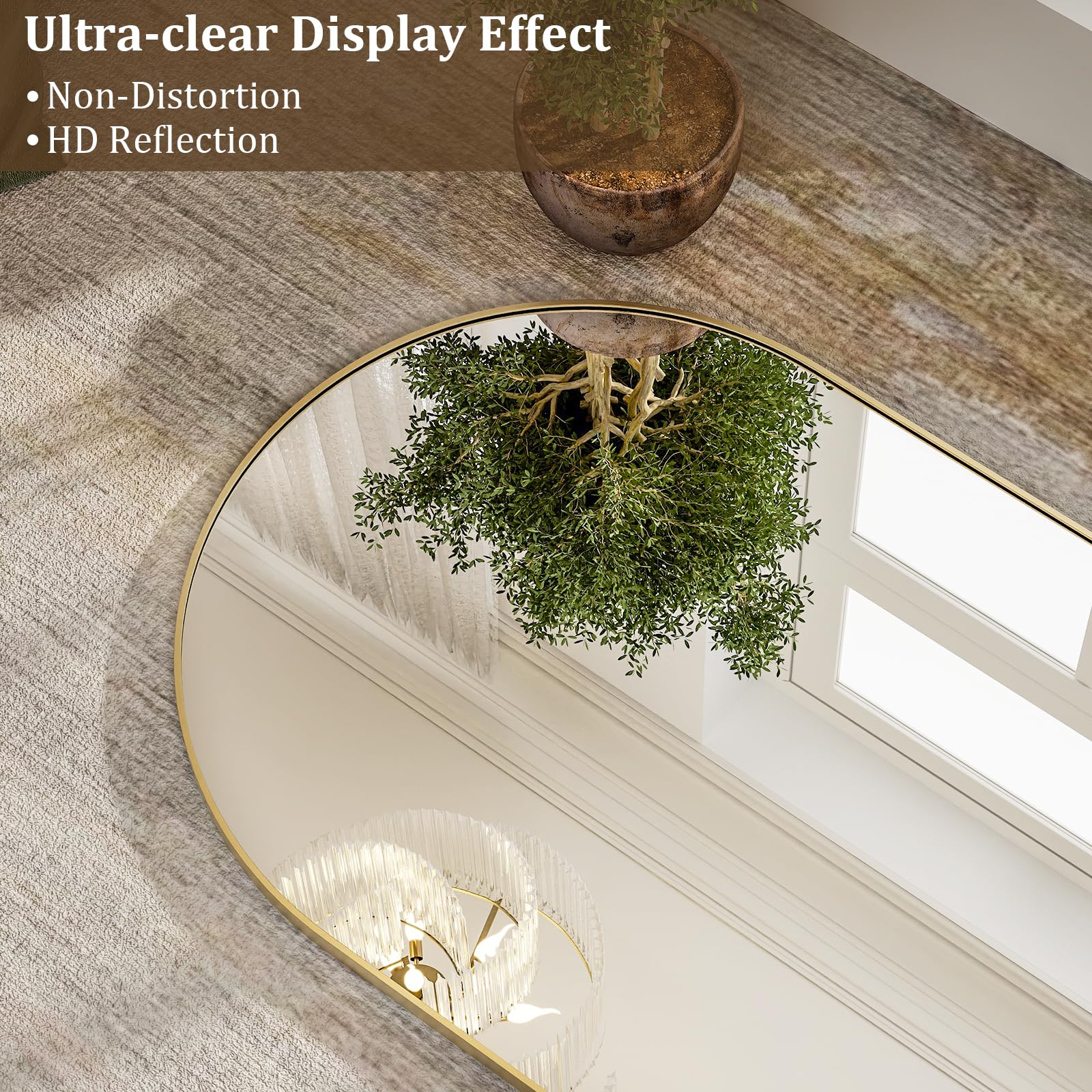 HARRITPURE ultra-clear glass mirror delivers distortion-free reflections for daily outfits.