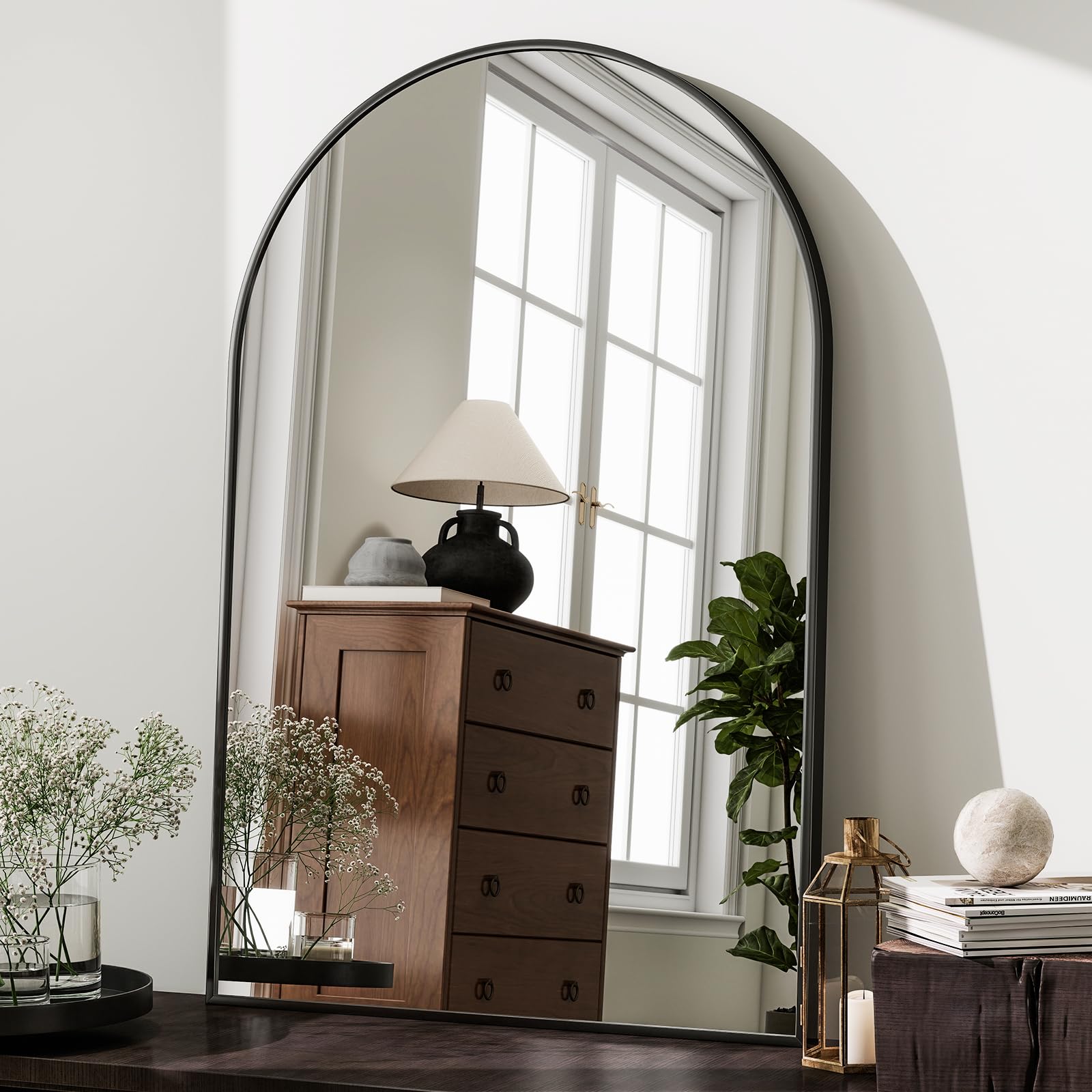 HARRITPURE wall-mounted arch mirror adds spacious feel to entryways.