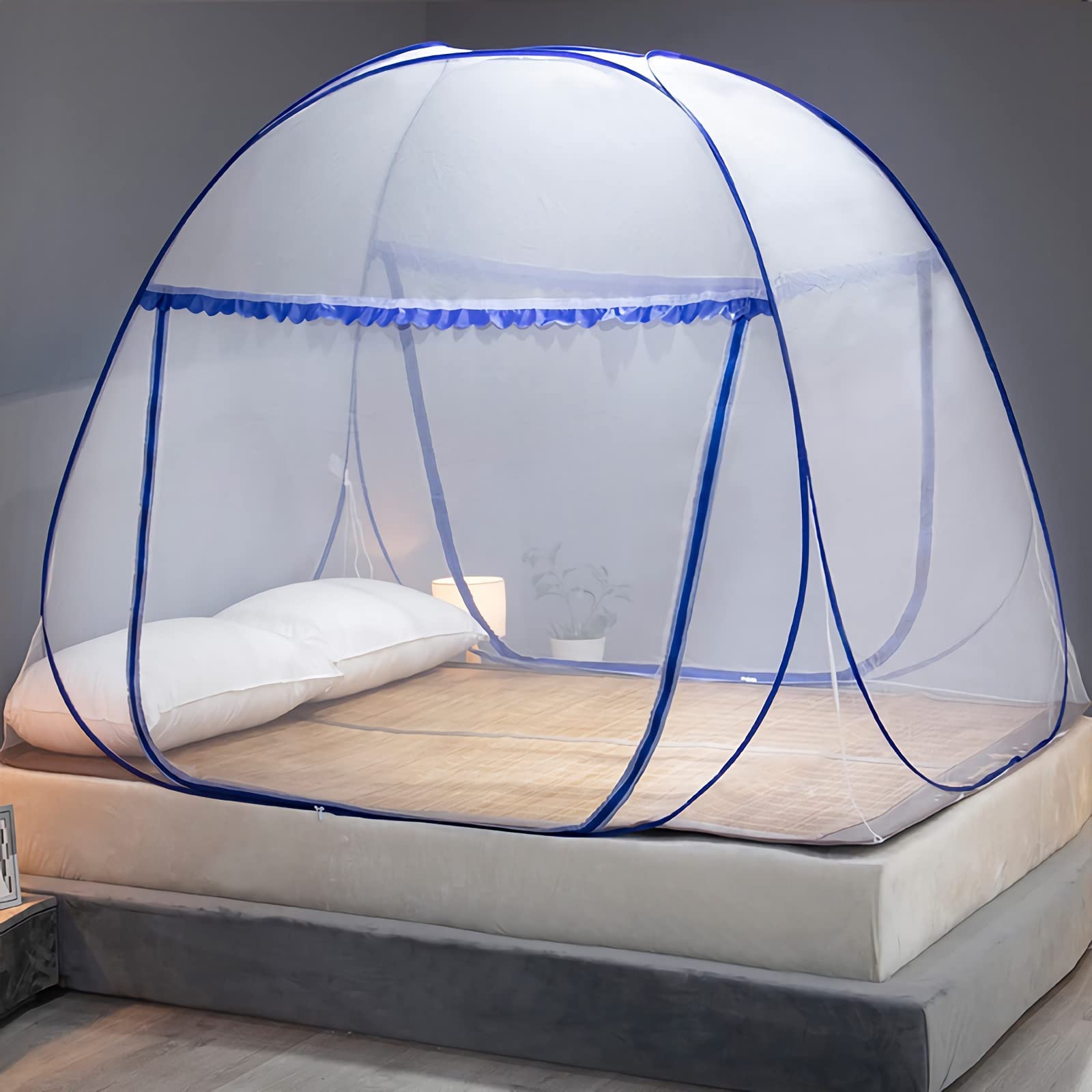 HARWAVE pop-up mosquito net for king and queen beds with double-entry doors