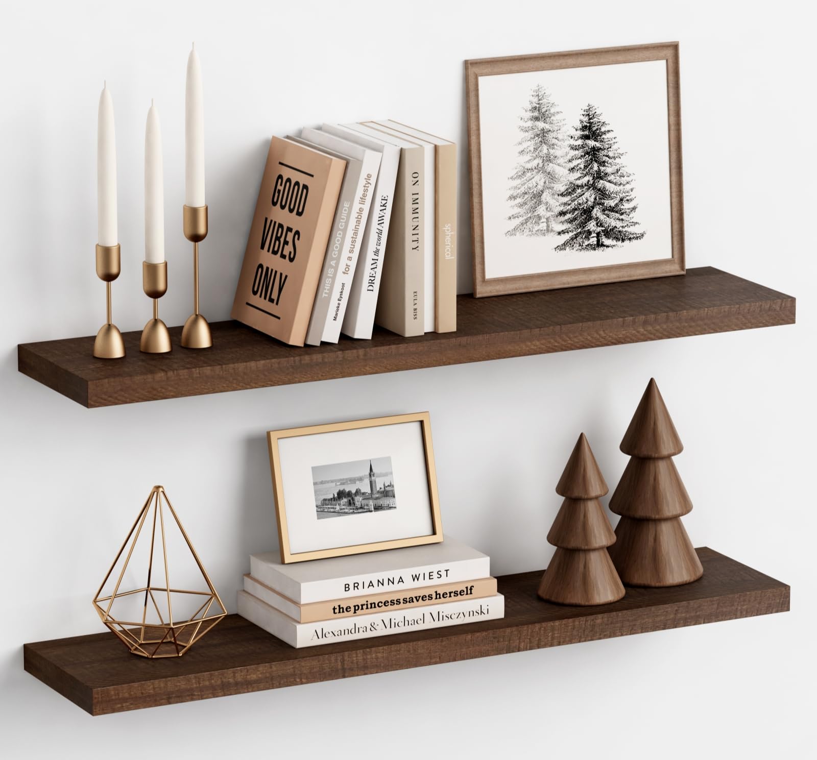Harwaya 36-inch floating shelf with woodgrain for stylish living room display