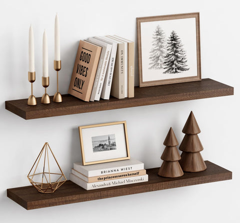 Harwaya 36-inch floating shelf with woodgrain for stylish living room display