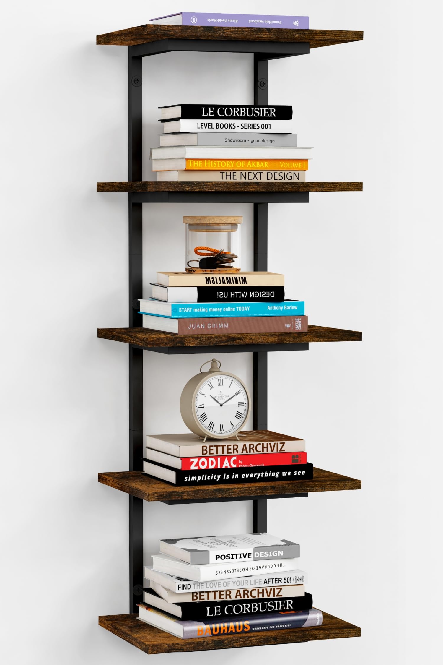 Harwaya 5-tier wall shelf unit compact storage for books and decor