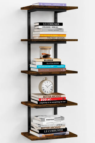 Harwaya 5-tier wall shelf unit compact storage for books and decor