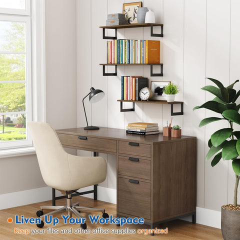 Harwaya bedroom-living-room shelves hold books and plants for a cozy display.