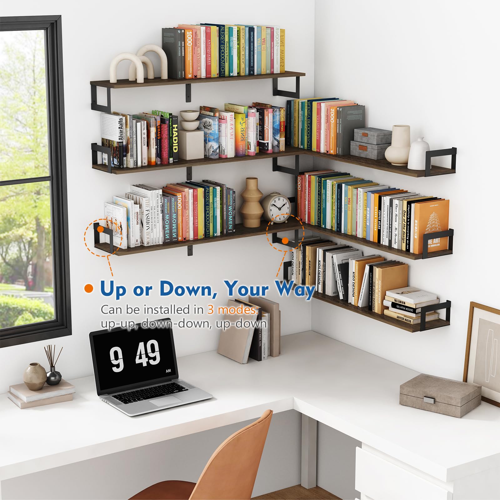 Harwaya bedroom shelf displays decor while keeping surfaces clutter-free.