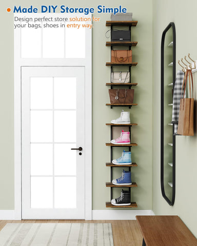 Harwaya floating shelf tower in living room adds display space