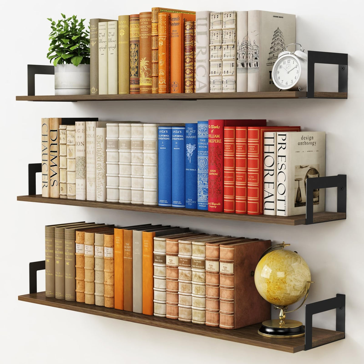Harwaya floating shelves 36-inch long provide extra wall storage with rustic charm.