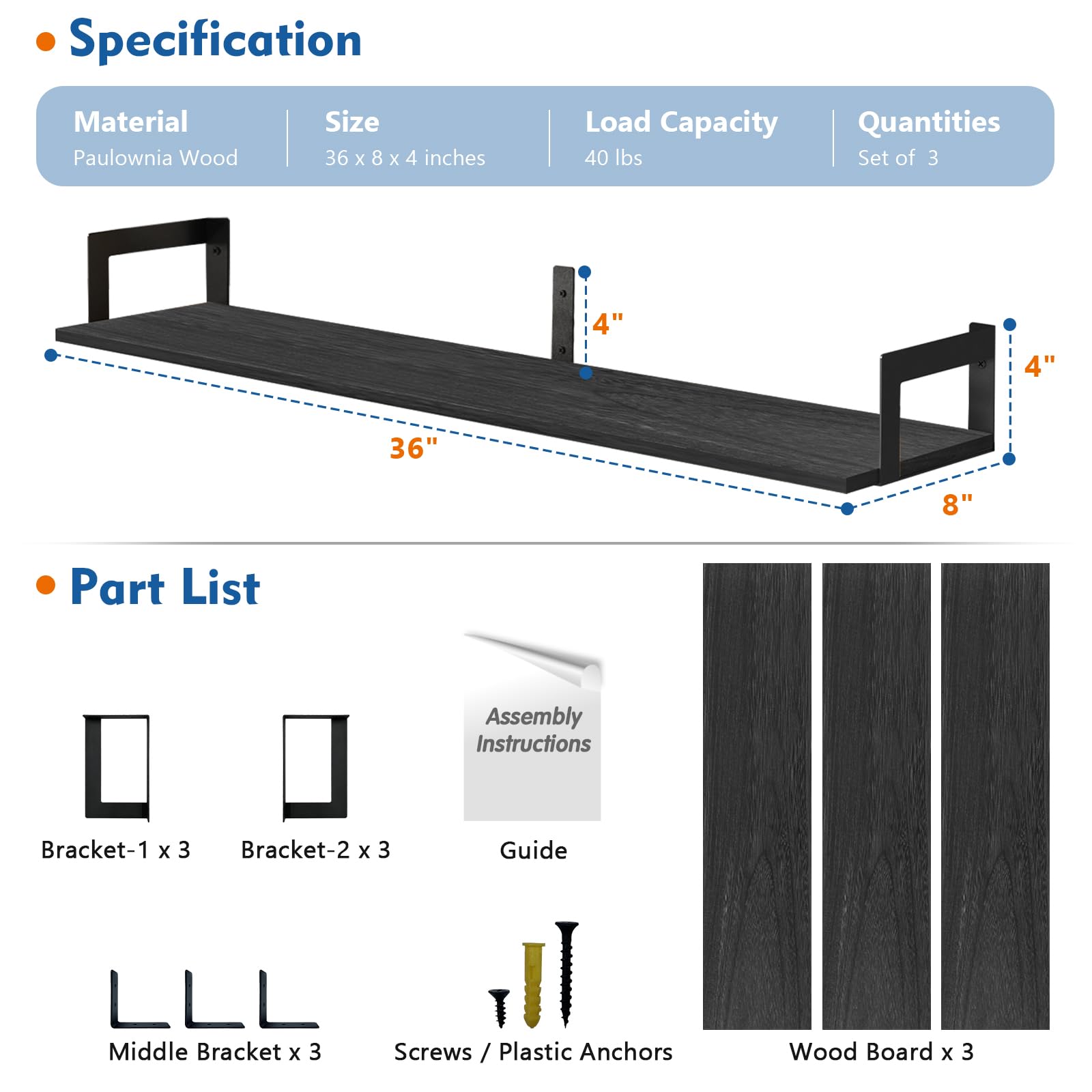 Harwaya housewarming gift wall shelves presented in black finish
