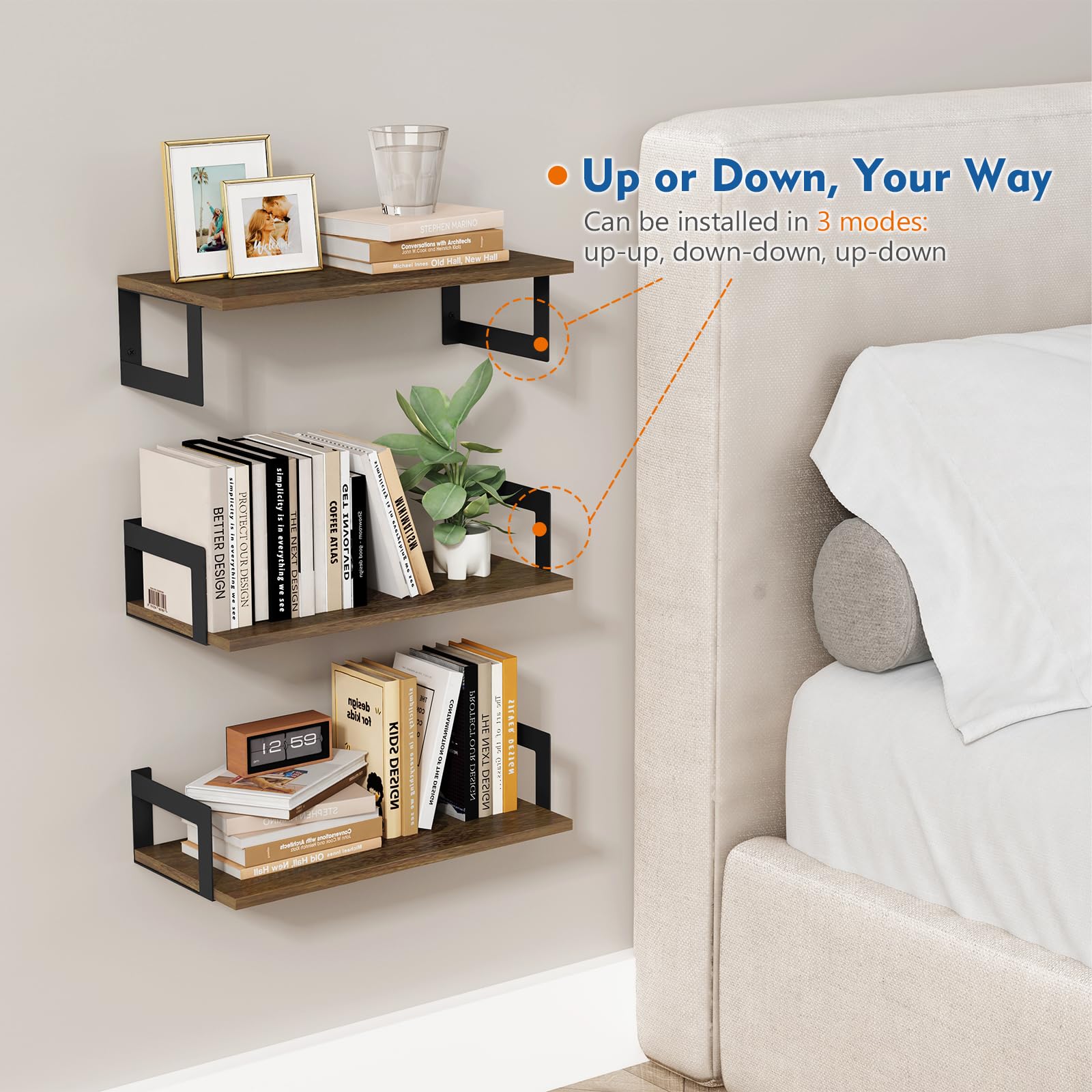 Harwaya kitchen wall shelves storage – keep spices, cookbooks, and utensils within reach.