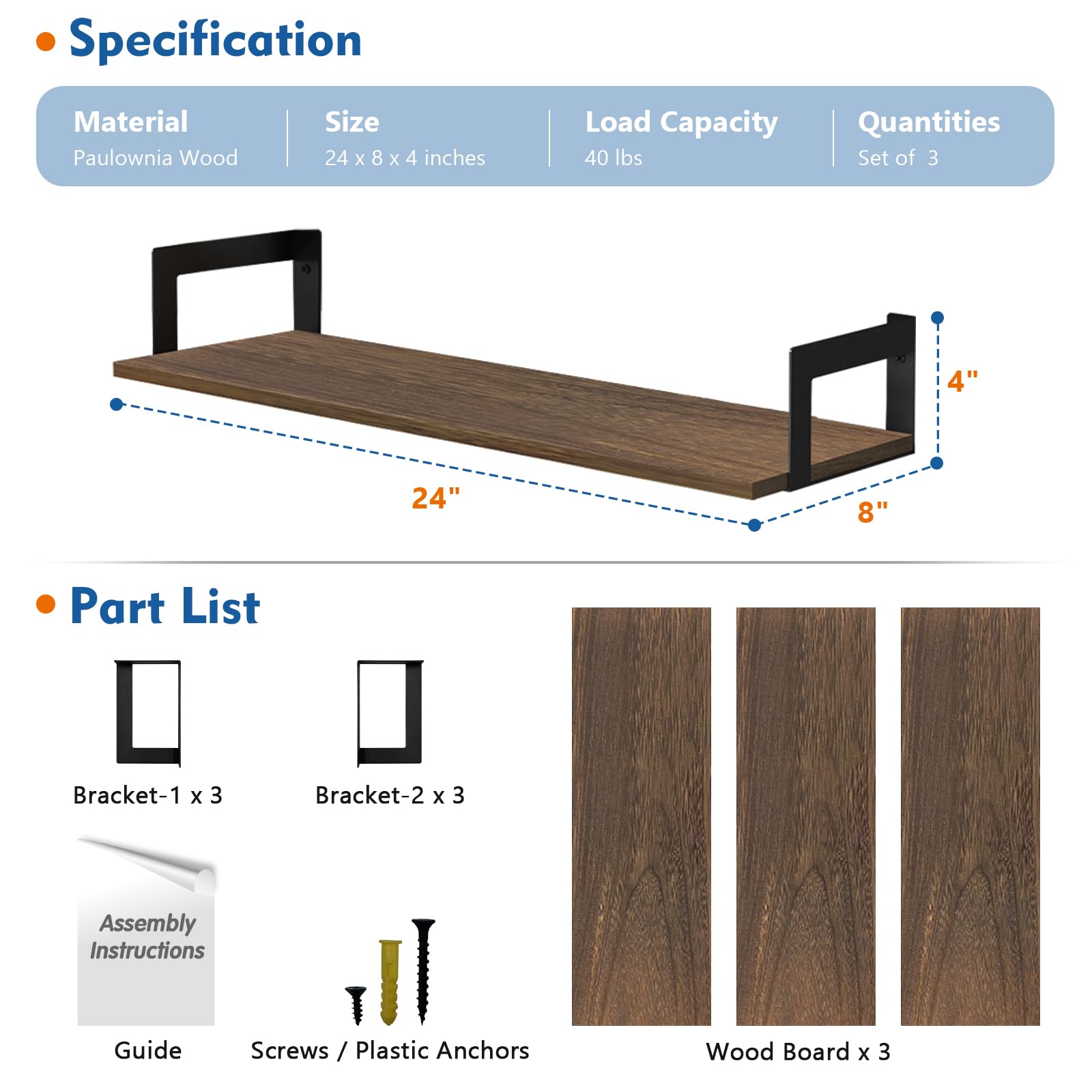 Harwaya wall-mount shelves solid wood highlight durable, space-saving storage.