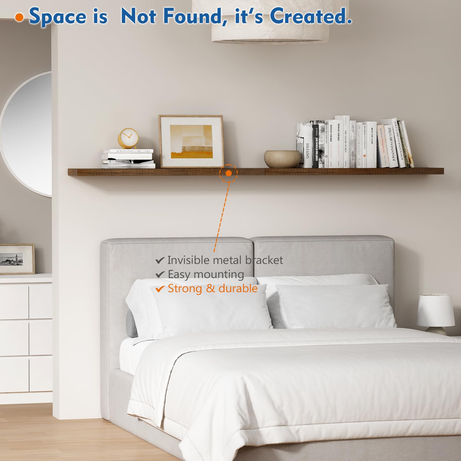 Harwaya wall-mounted shelves suit bathrooms and offices with a discreet, sturdy profile
