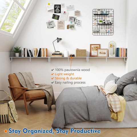 Harwaya three-pack floating shelves ideal for plants and decor.
