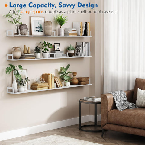 Harwaya wall shelves showcase kids' books and photos with a clean modern look.