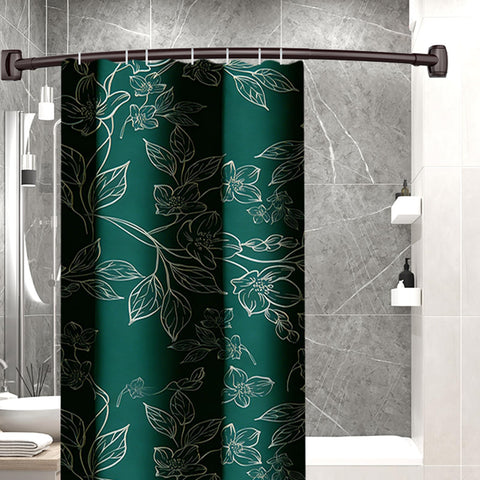 Brackets rotated to fit any bathroom corner with Haryaers rod