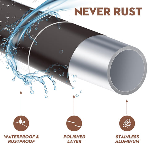 Durable 0.6mm pipe supports a shower curtain securely