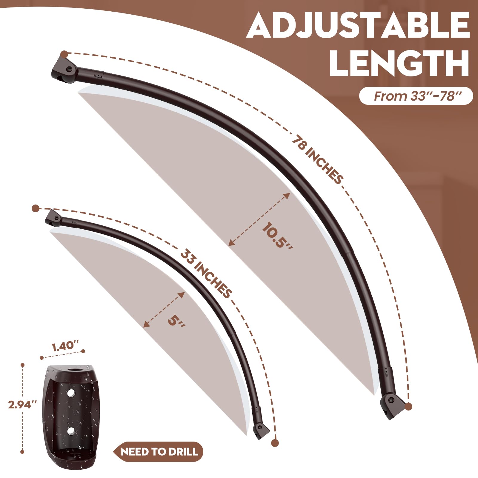 Telescoping components of Haryaers curved rod ready for assembly