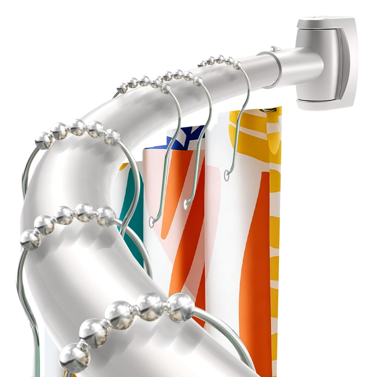 Haryaers brushed nickel curved shower rod 33-78 inches enhances shower space