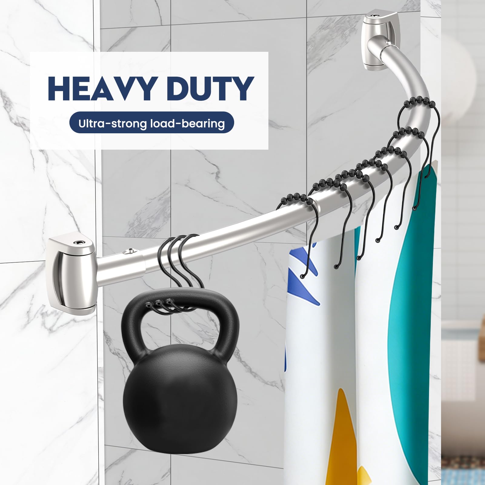 Haryaers installation steps for curved shower rod with drill requirements