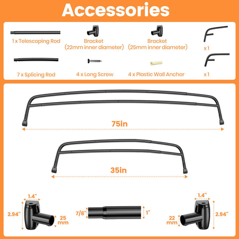 Haryaers easy-installation rod suitable for bathroom, laundry, and room dividers.