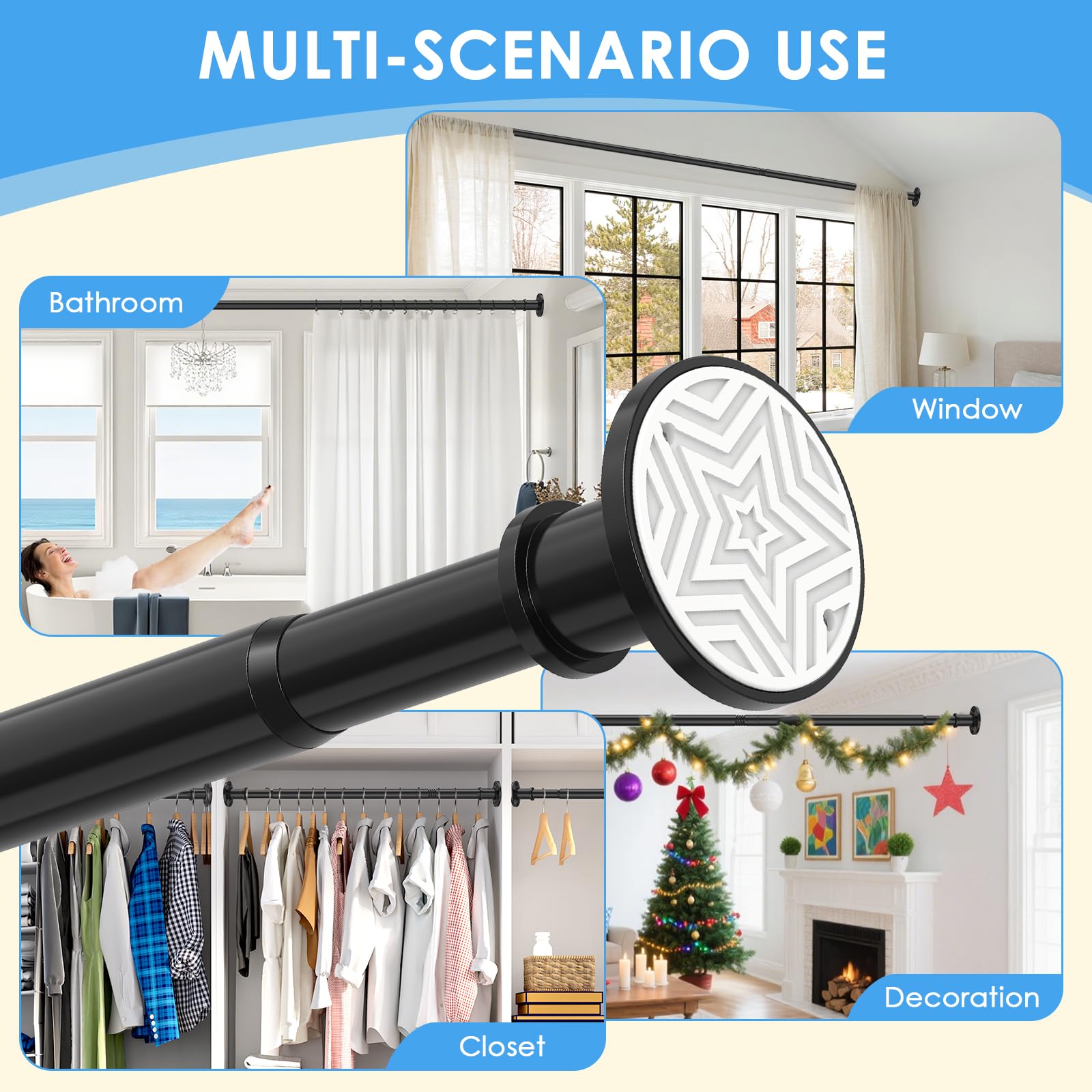Haryaers indoor-outdoor versatility supports decorative use and practical curtain organization.