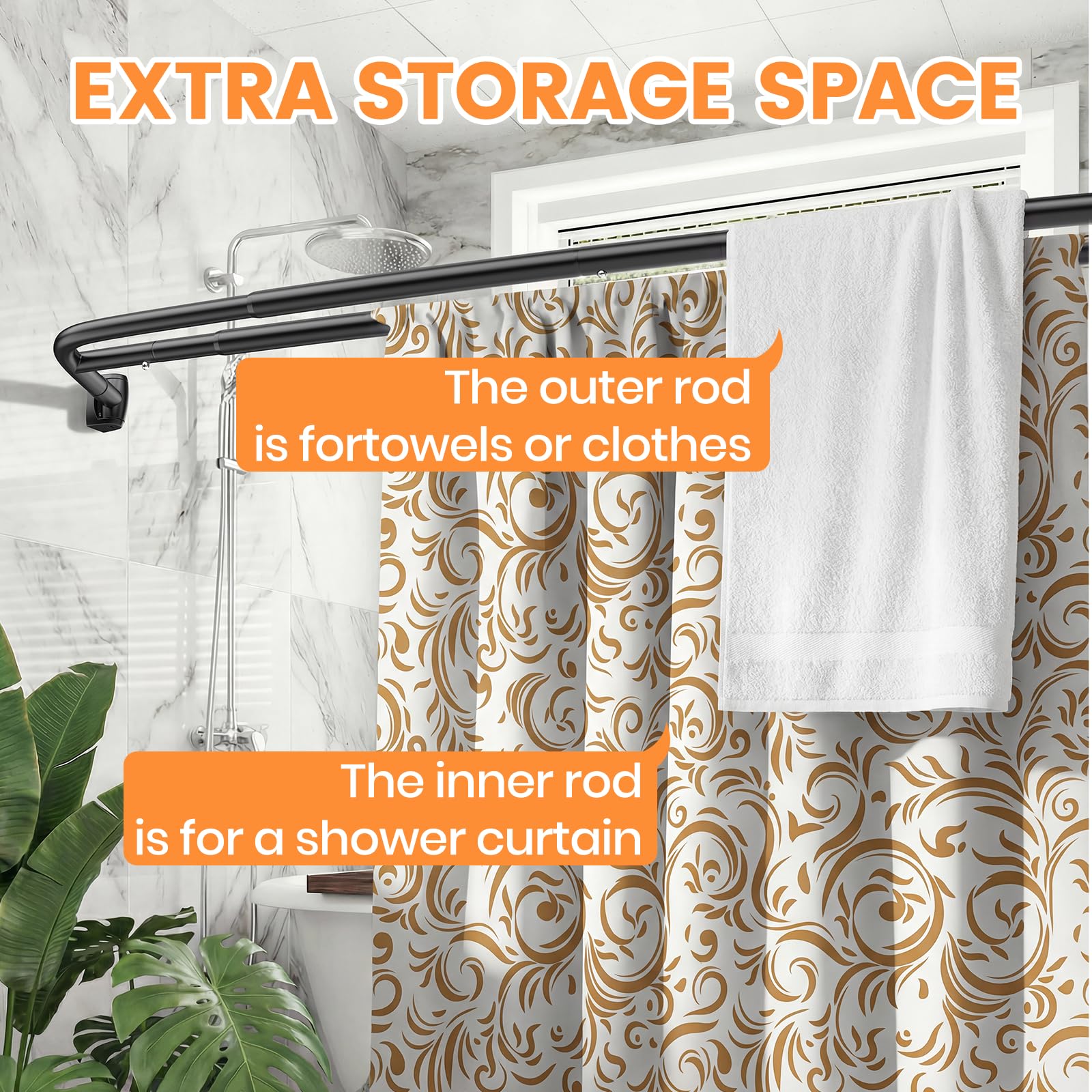 Haryaers matte black stainless steel rod for humid spaces with rust resistance.