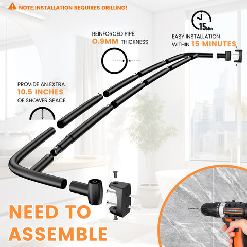 Haryaers rust-resistant bathroom rod supports heavy towels and thick curtains.