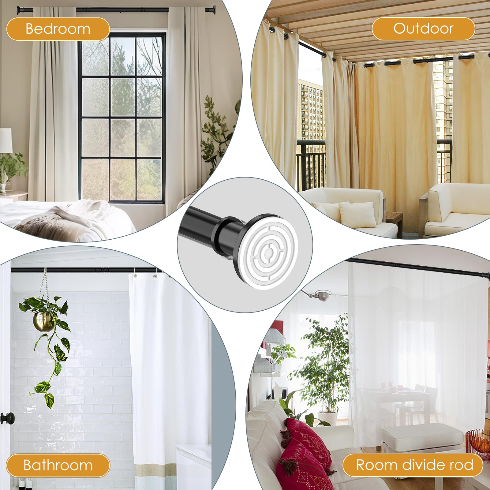 Haryaers tension rod multi-purpose for closet or room divider
