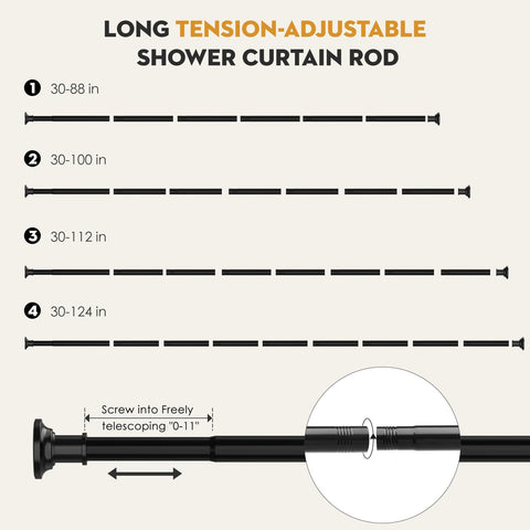 Haryaers tension rod rust-proof stainless steel for humid bathrooms