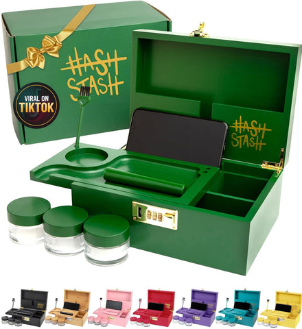 HASHSTASH OG Stash Box full view highlights secure storage and bamboo elegance.