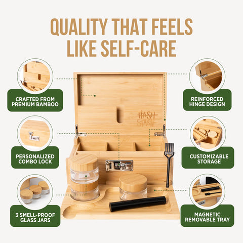HASHSTASH The OG Storage Box organizer tray keeps items neatly separated.
