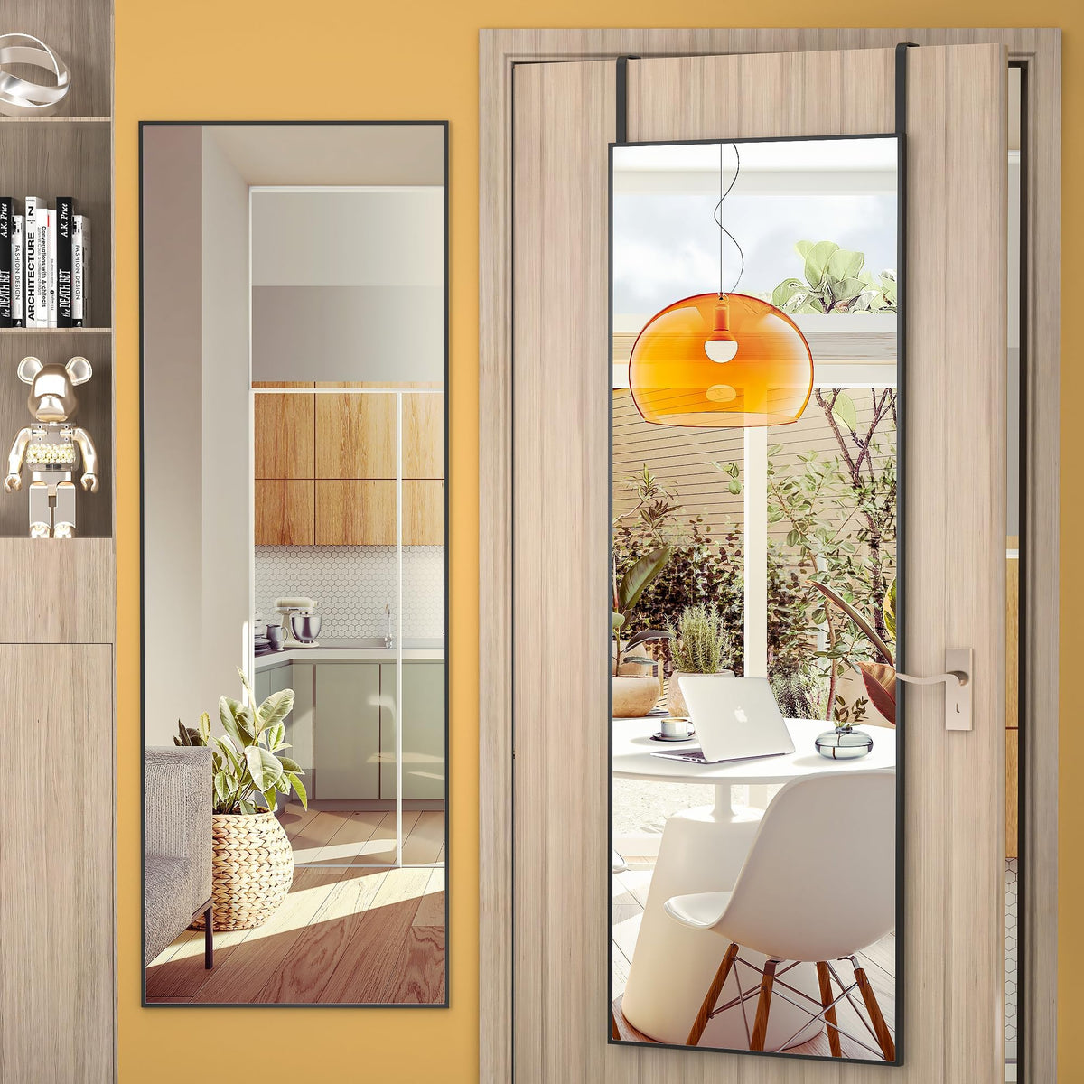 Hasipu door mirror full-length 51x16 reflects your full outfit for easy dressing.