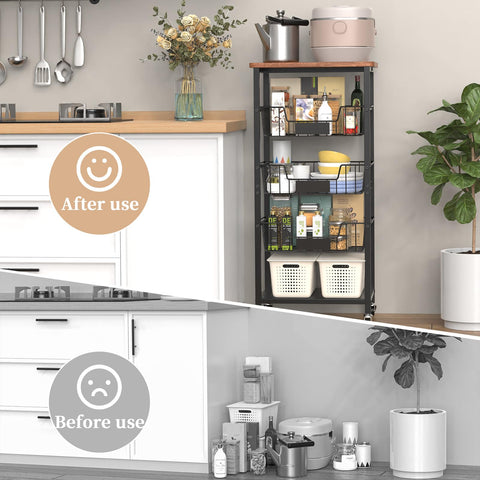 Hastatii 5-tier kitchen cart shown as a spacious rolling organizer