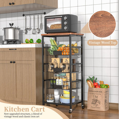Hastatii kitchen storage cart wheels enable smooth movement between rooms