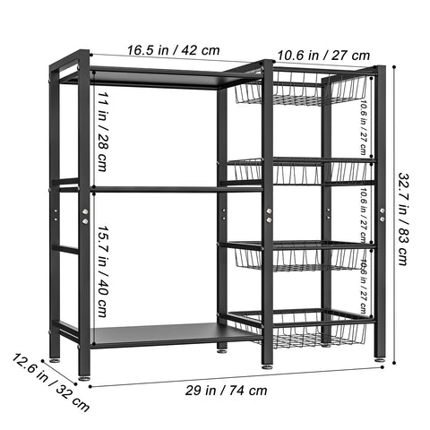 Hastatii storage rack coffee bar area keeps mugs and coffee gear organized.
