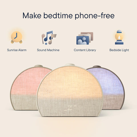 Hatch Restore 3 sound machine emitting soothing white-noise to help fall asleep.