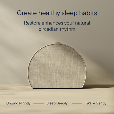 Hatch Restore 3 bedside light Putty for quick, ambient lighting control.