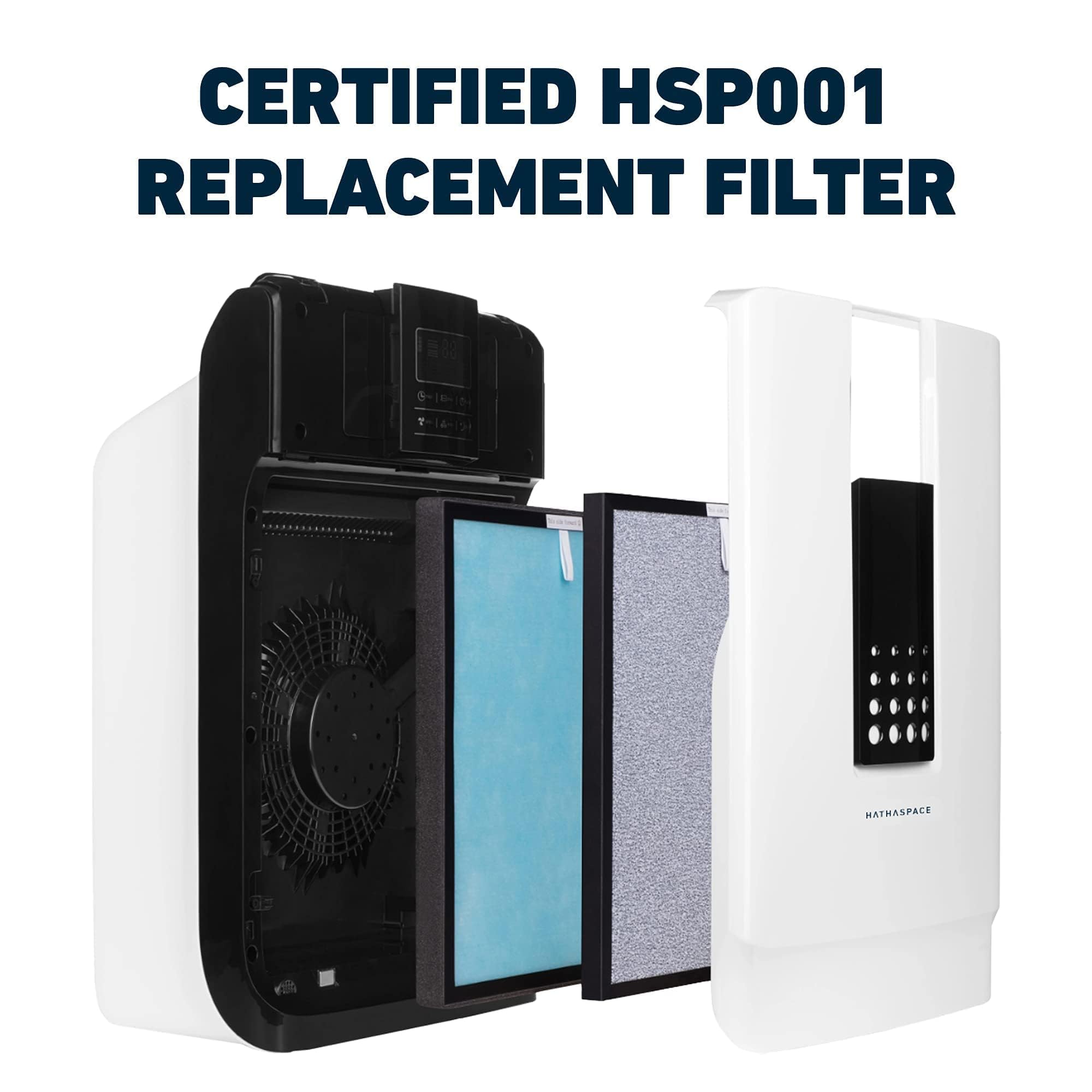 HATHASPACE HSP001 true HEPA filter installation view shows quick, tool-free replacement.