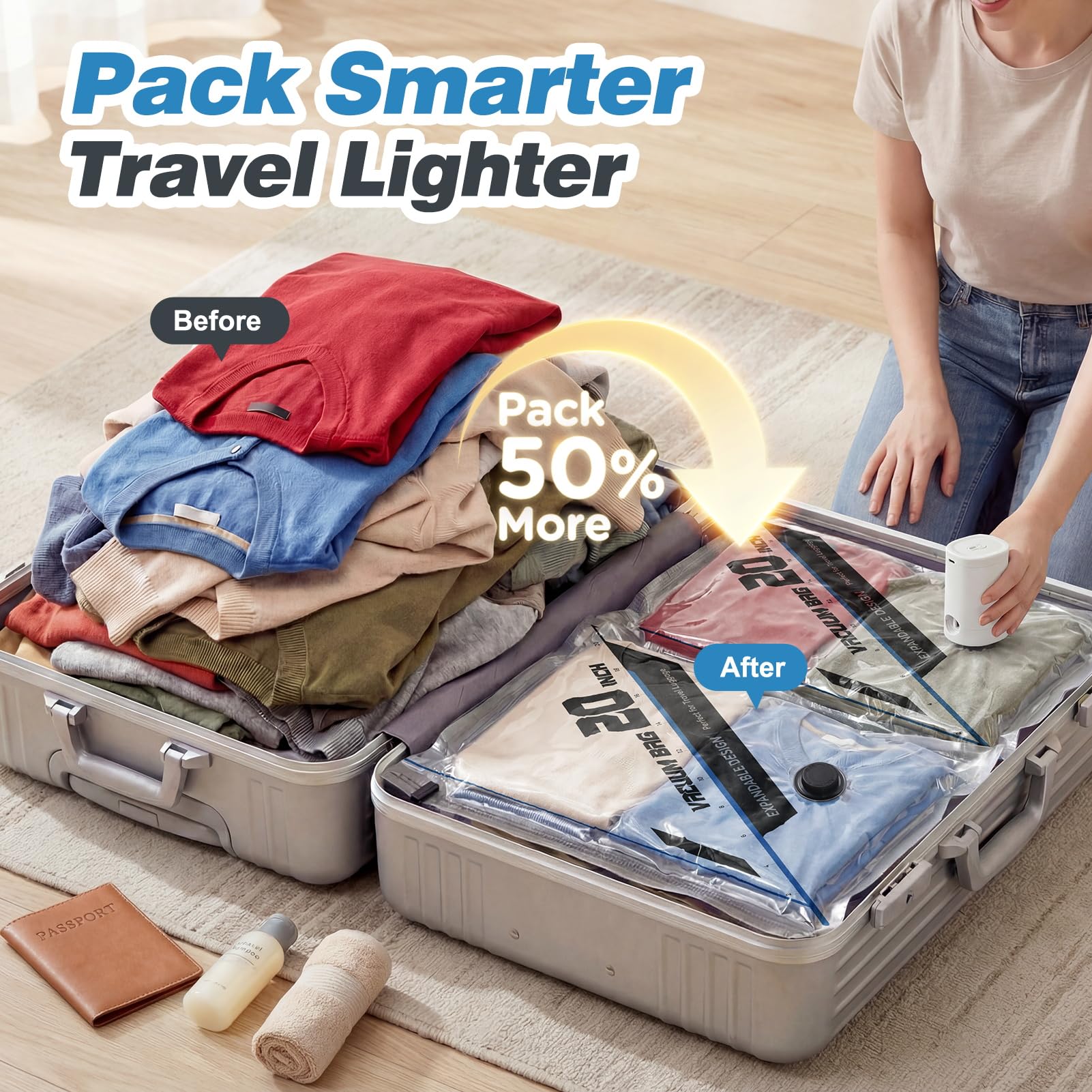 Hatisan bag compresses bulky items, freeing luggage space.