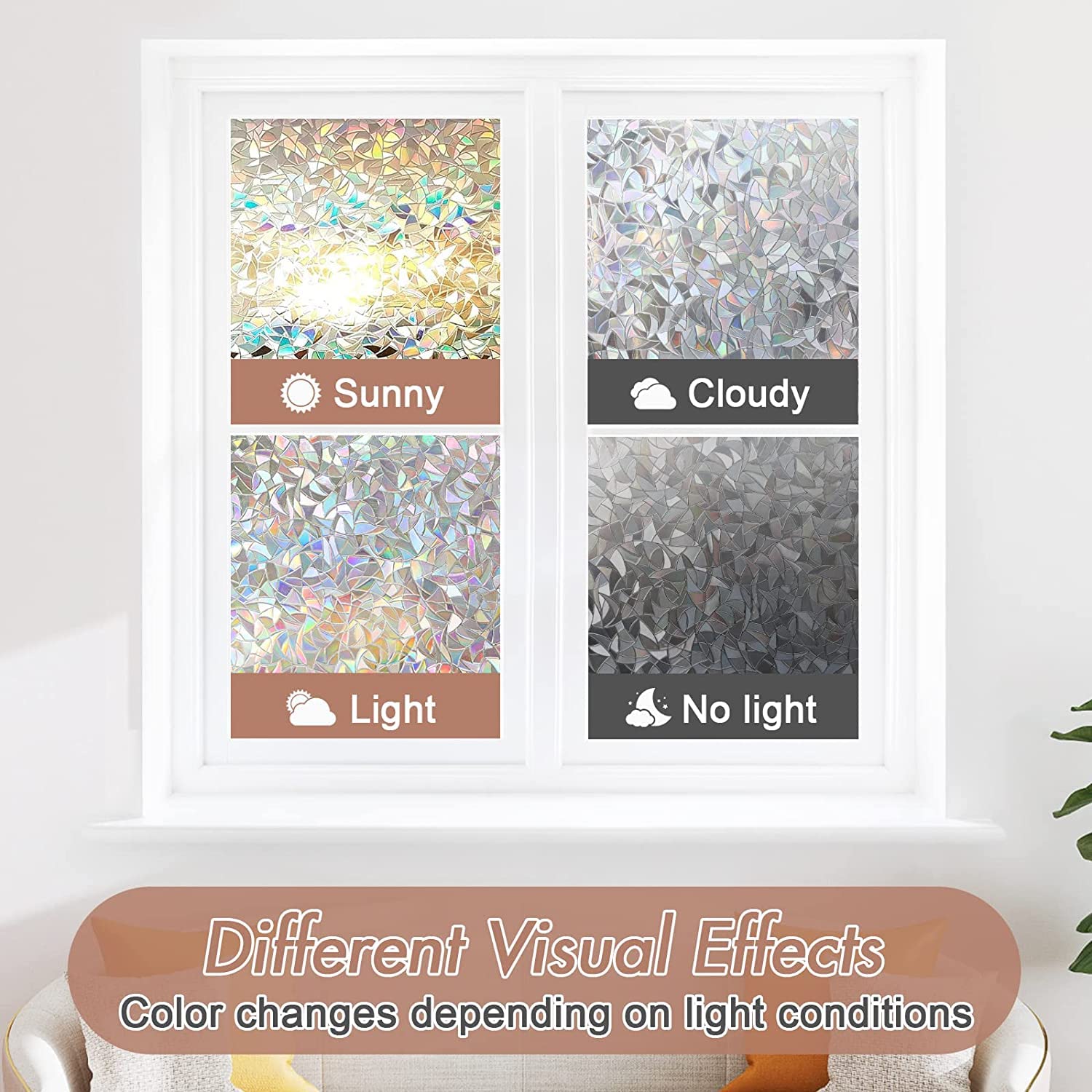 Haton decorative-window-decal color-dispersion decorates rooms with colorful light
