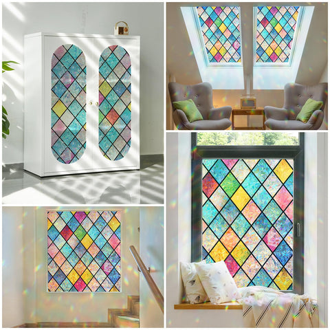 Haton decorative window film for living room creating serene ambience.
