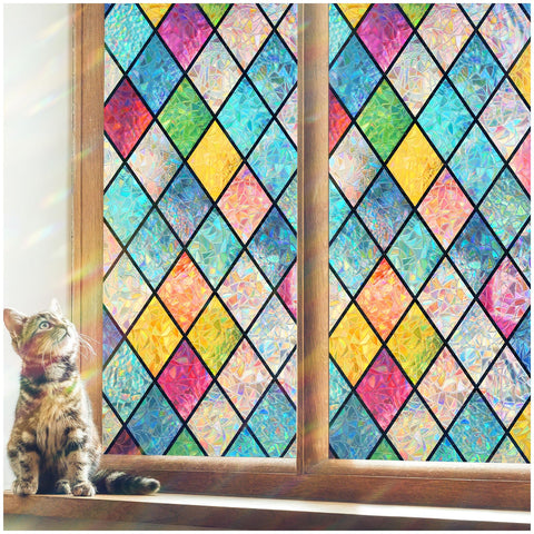 Haton rainbow window film reusable cling for quick room refresh.
