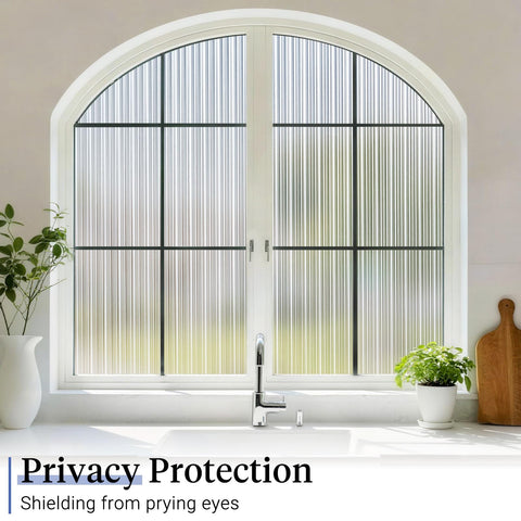 Haton reeded glass window film filters light while keeping glare at bay.