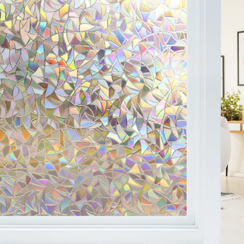 Haton window film rainbow-pattern disperses color on glass with no adhesive needed