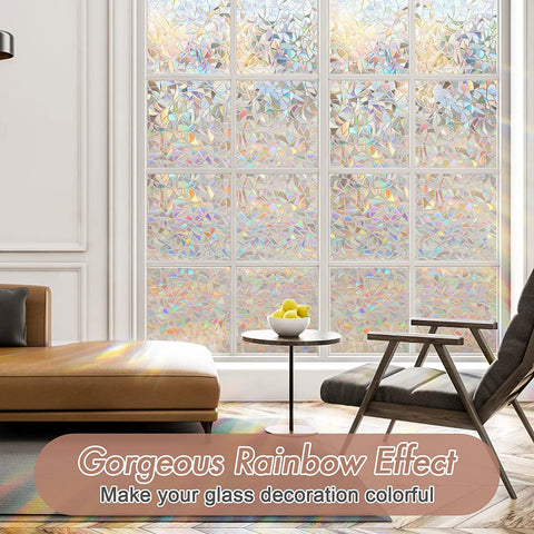 Haton window film stained-glass-rainbow-etching adds vivid hues to any window