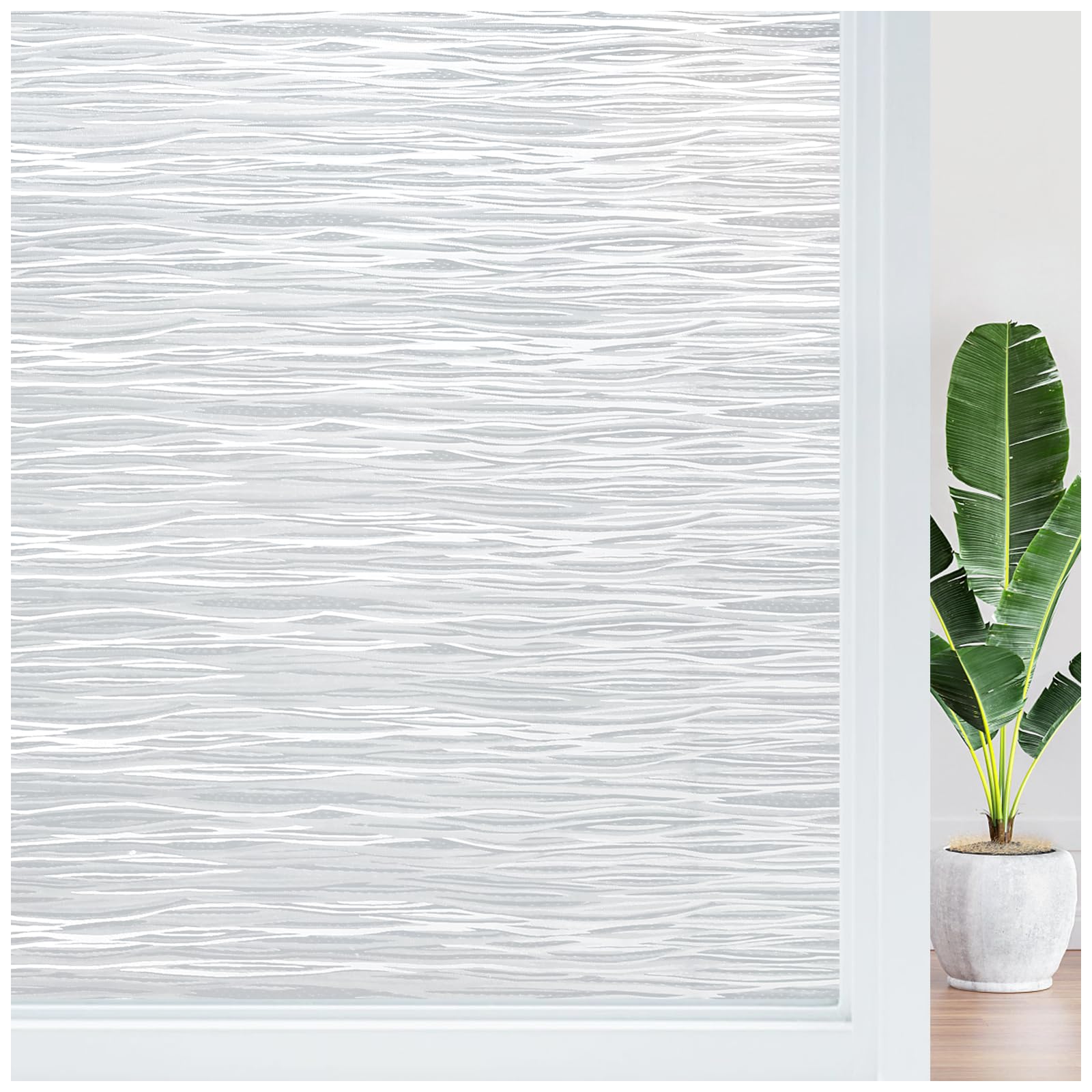Haton window frosting film with ocean waves privacy design lets daylight in while blurring external views.